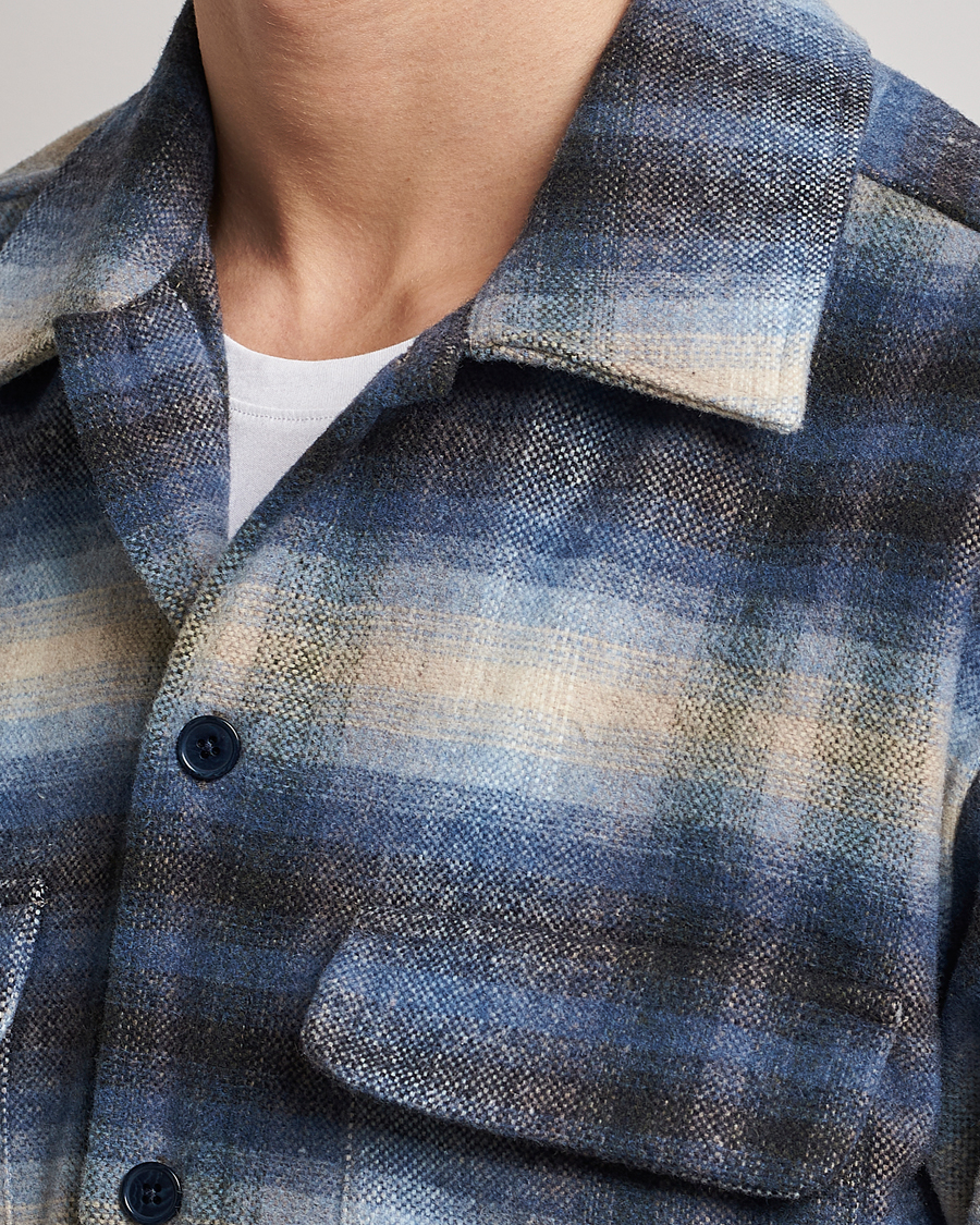 Herr | Skjortor | Samsøe Samsøe | Samsøe & Samsøe Castor Recycled Overshirt Blue Checked