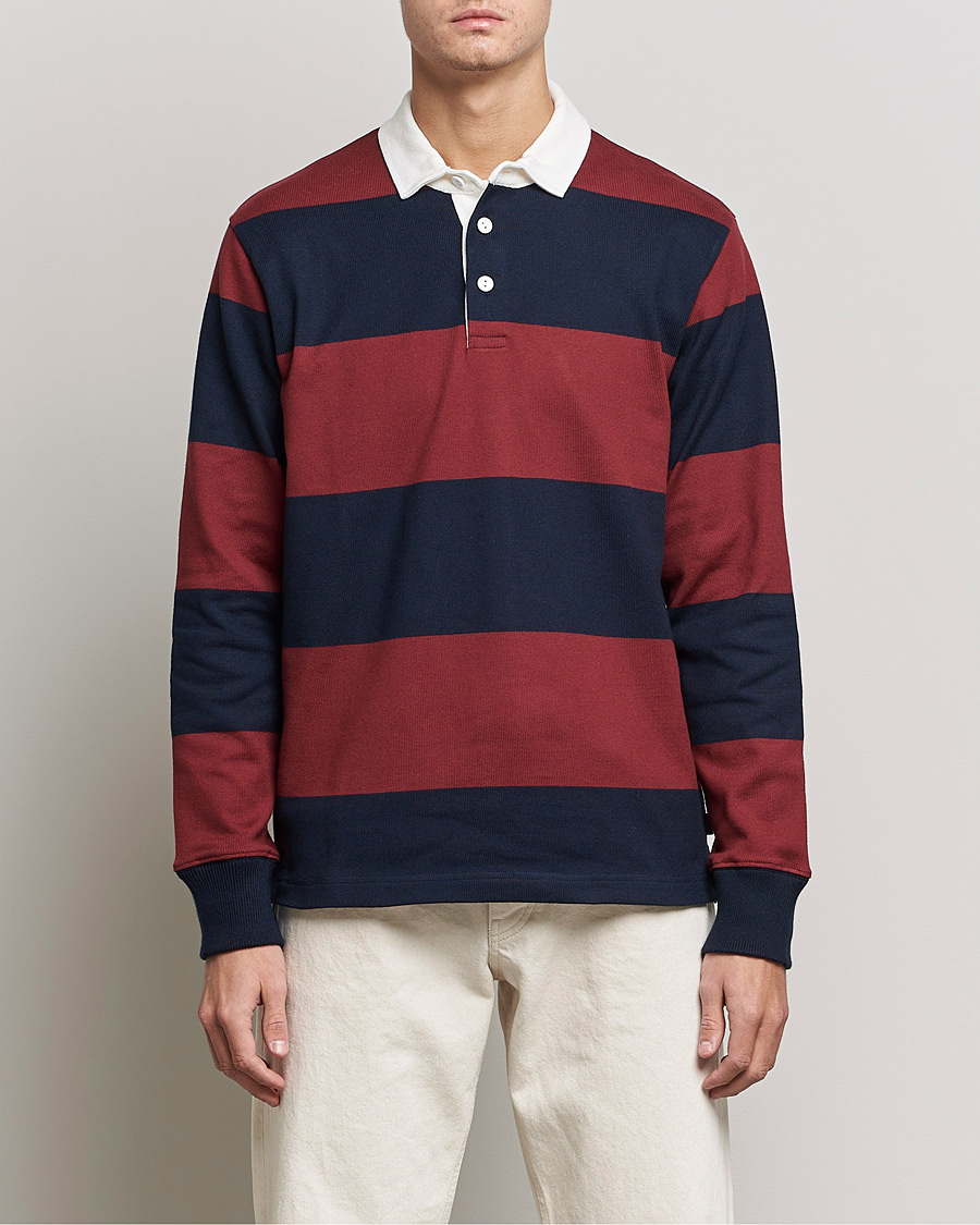 Herr | Exklusivt Care of Carl | Rowing Blazers | Block Stripe Rugby Burgundy/Navy