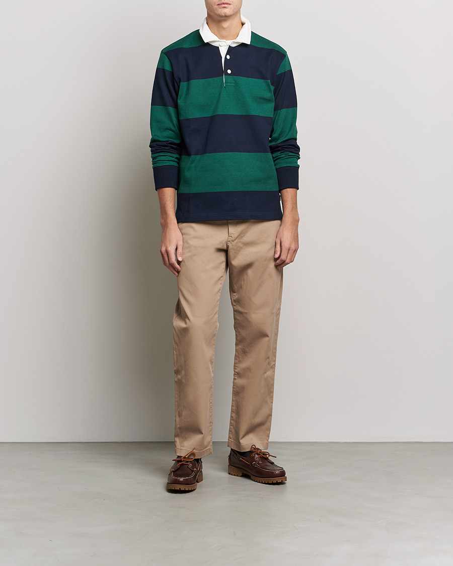 Herr | Tröjor | Rowing Blazers | Block Stripe Rugby Hunter Green/Navy