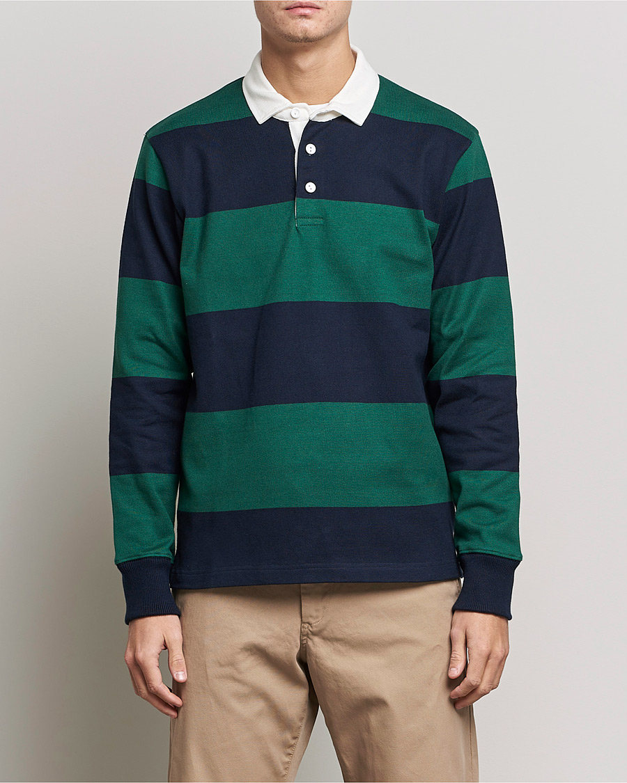 Herr | Exklusivt Care of Carl | Rowing Blazers | Block Stripe Rugby Hunter Green/Navy