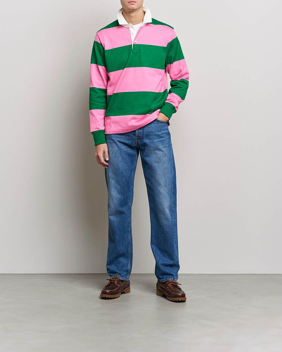 Herr | Rugbytröjor | Rowing Blazers | Block Stripe Rugby Pink/Green