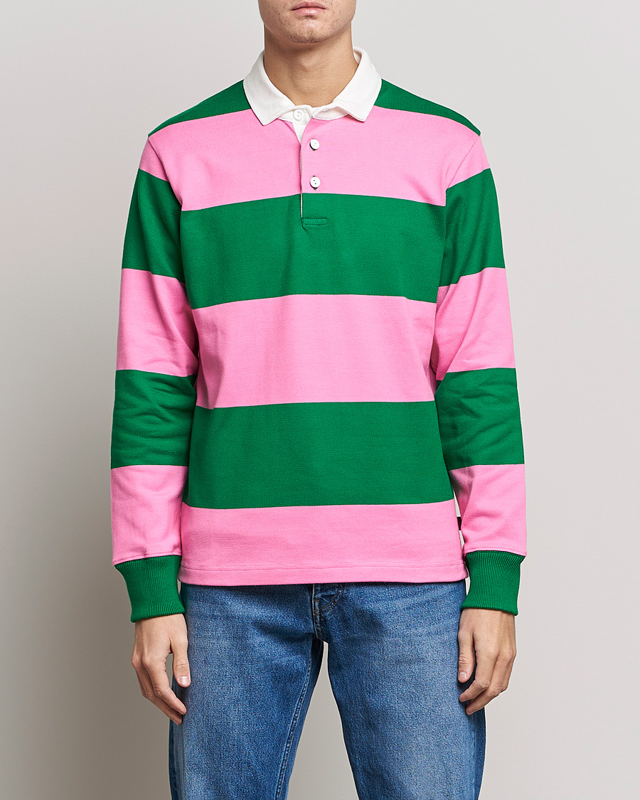 Herr | Tröjor | Rowing Blazers | Block Stripe Rugby Pink/Green