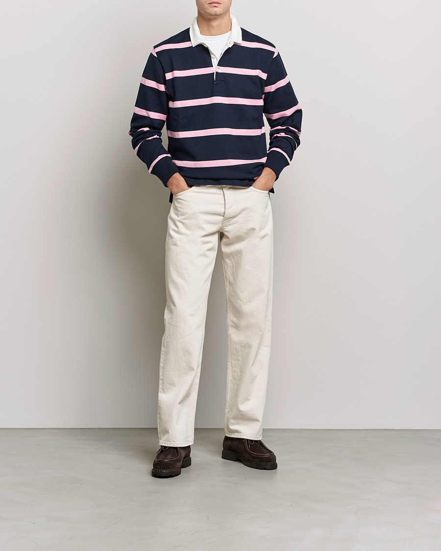 Herr | Tröjor | Rowing Blazers | Hockney Stripe Rugby Navy/Pink