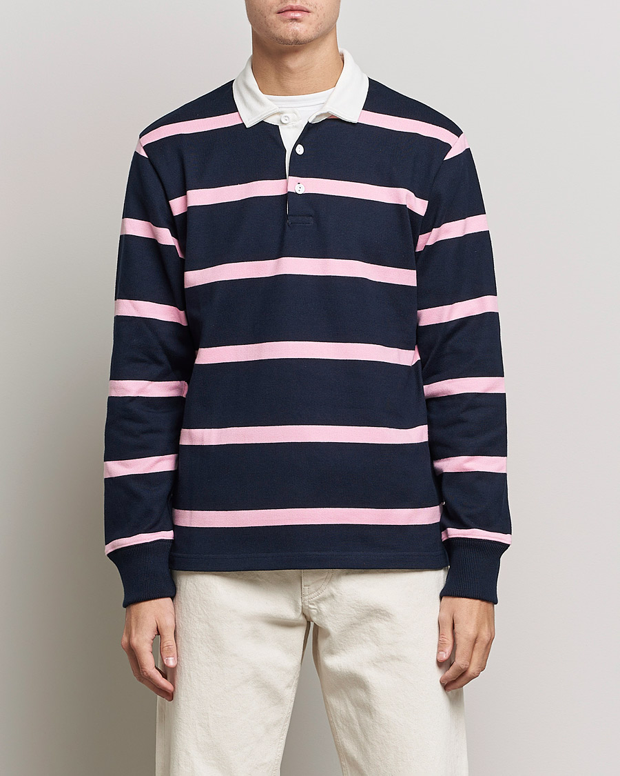 Herr | Tröjor | Rowing Blazers | Hockney Stripe Rugby Navy/Pink