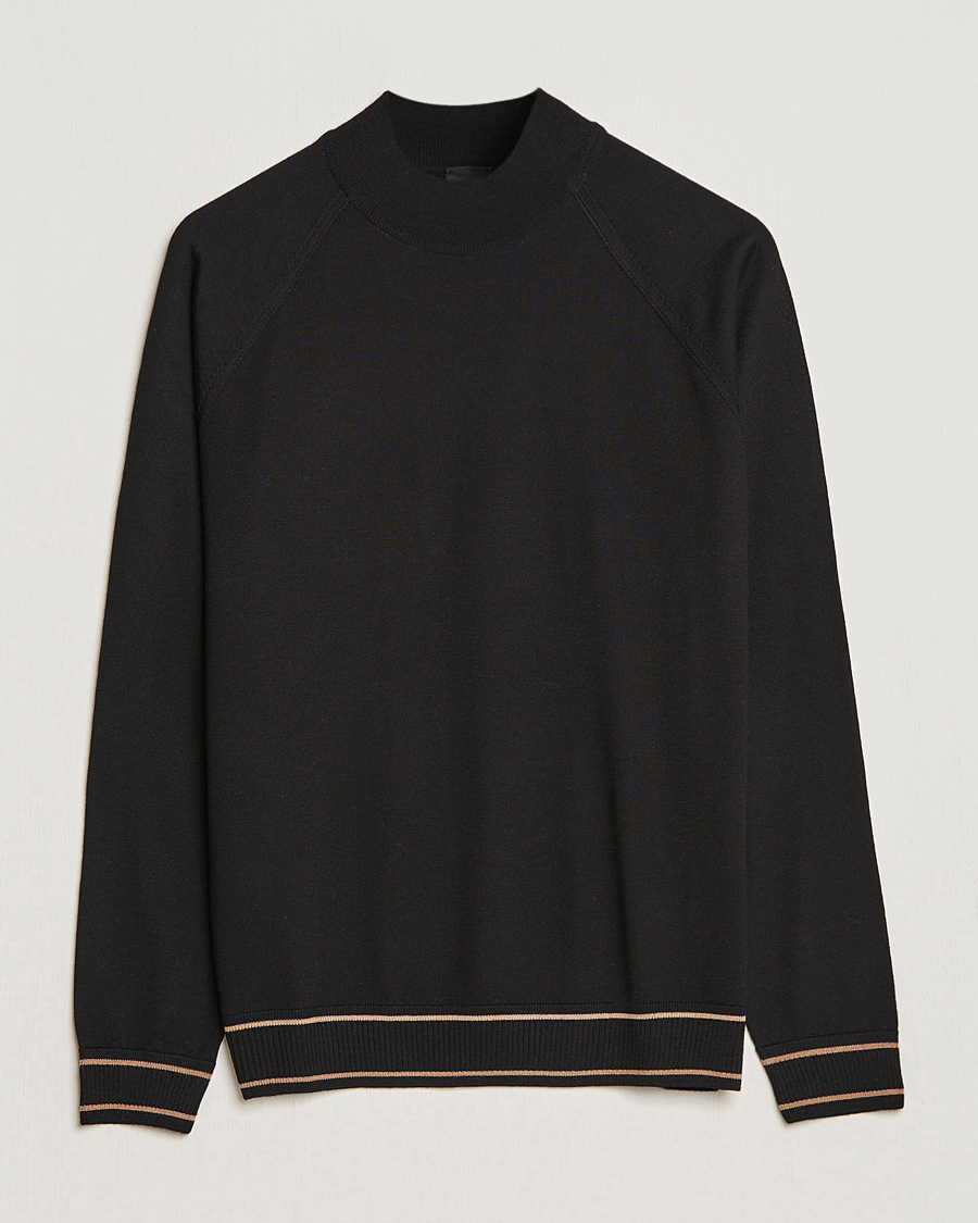 Herr | Tröjor | BOSS BLACK | Favino Knitted Mock Neck Sweater Black