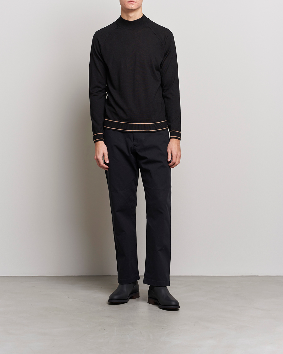 Herr | Tröjor | BOSS BLACK | Favino Knitted Mock Neck Sweater Black