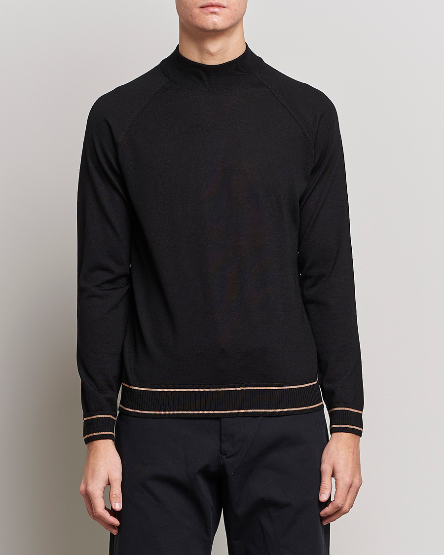 Herr | Tröjor | BOSS BLACK | Favino Knitted Mock Neck Sweater Black