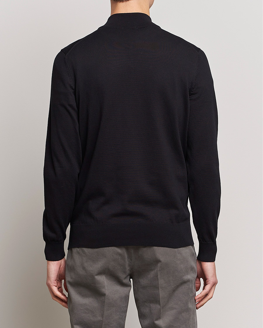 Herr | Tröjor | BOSS BLACK | Padro Merino Knitted Half Zip Black