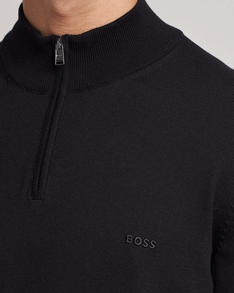 Herr | Tröjor | BOSS BLACK | Padro Merino Knitted Half Zip Black