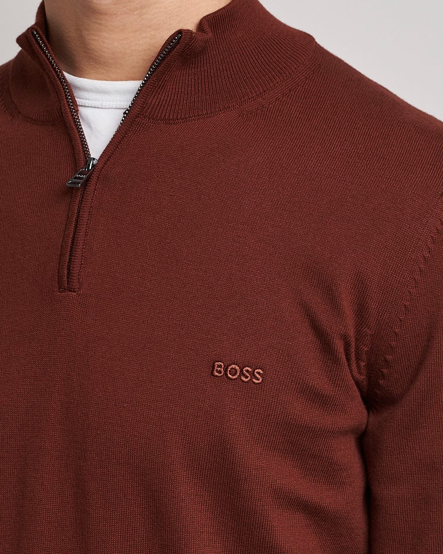 Herr | Tröjor | BOSS BLACK | Padro Merino Knitted Half Zip Medium Brown