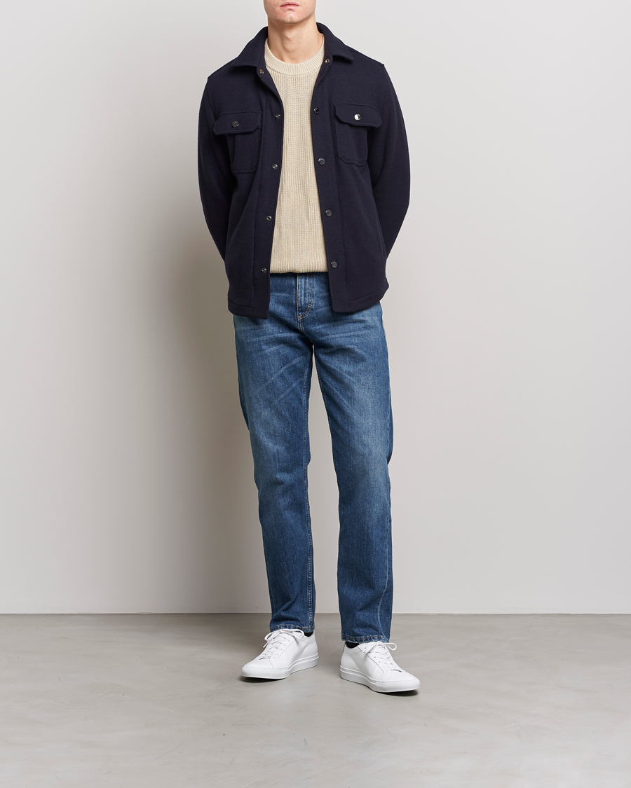 Herr | Skjortor | BOSS BLACK | Carper Wool Overshirt Dark Blue