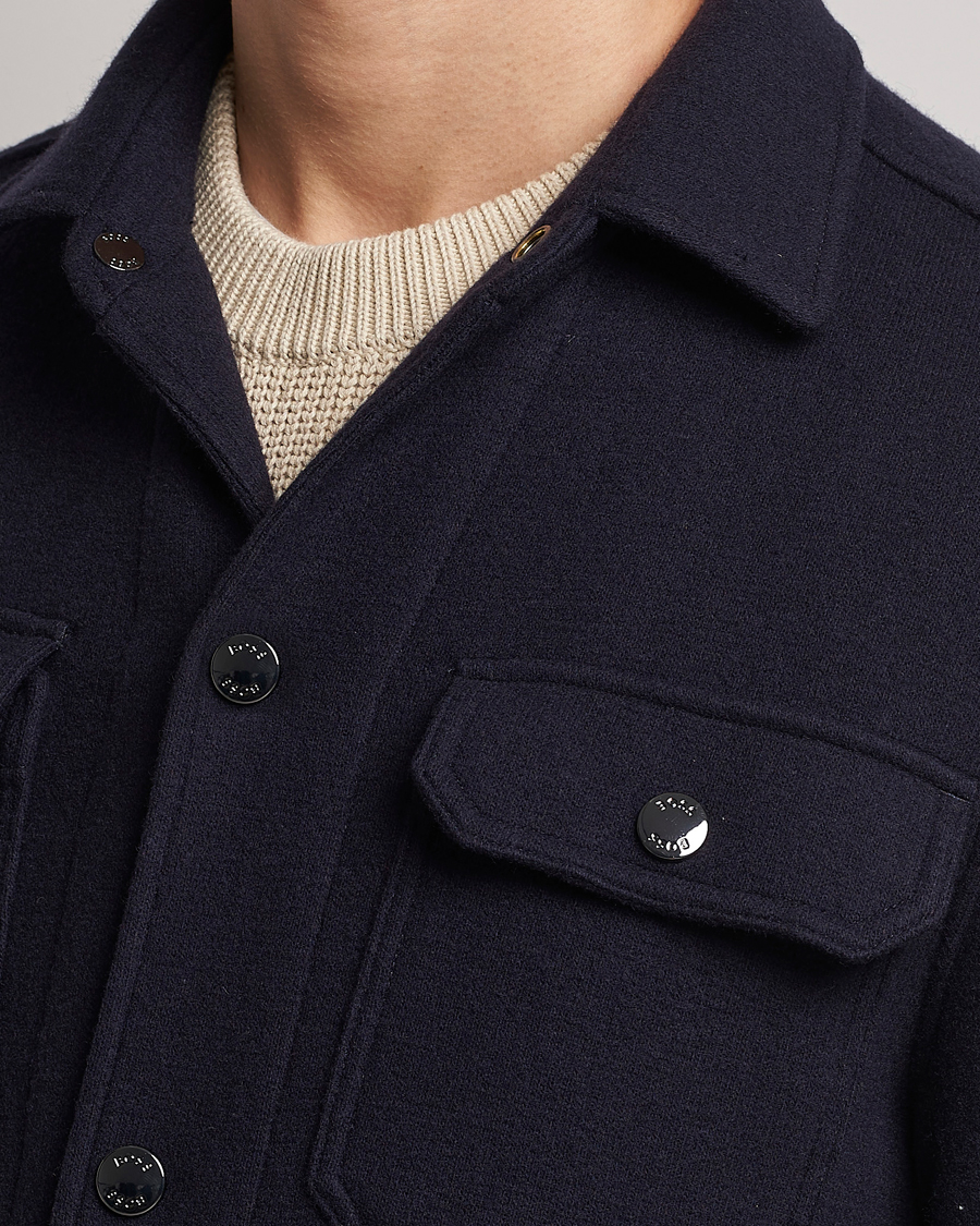Herr | Skjortor | BOSS BLACK | Carper Wool Overshirt Dark Blue
