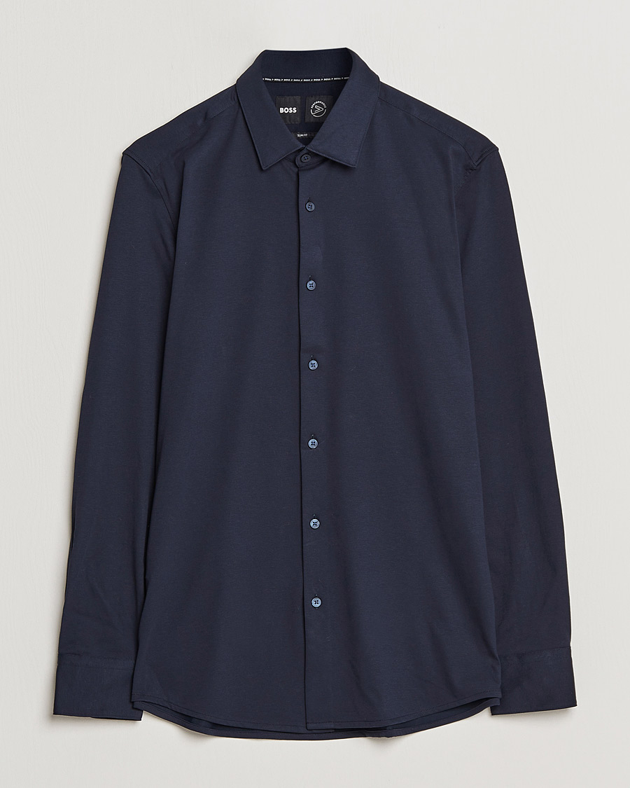 Herr | Skjortor | BOSS BLACK | Hank 4-Way Stretch Shirt Dark Blue