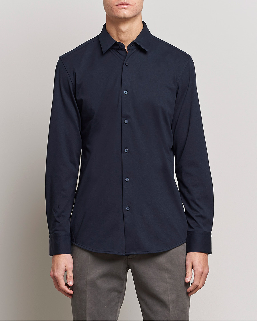 Herr | Skjortor | BOSS BLACK | Hank 4-Way Stretch Shirt Dark Blue