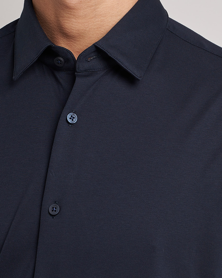Herr | Skjortor | BOSS BLACK | Hank 4-Way Stretch Shirt Dark Blue