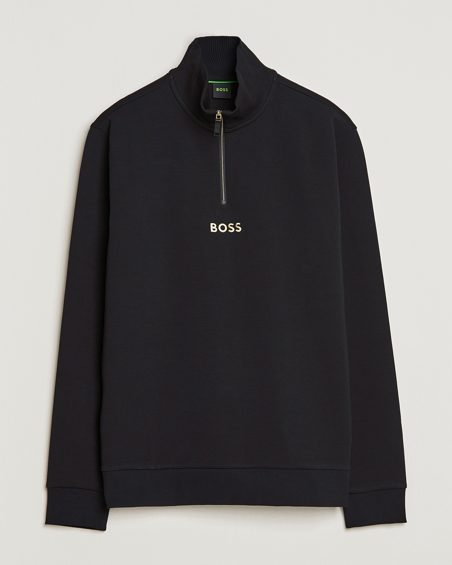 Herr | Tröjor | BOSS GREEN | Center Logo Half Zip Black