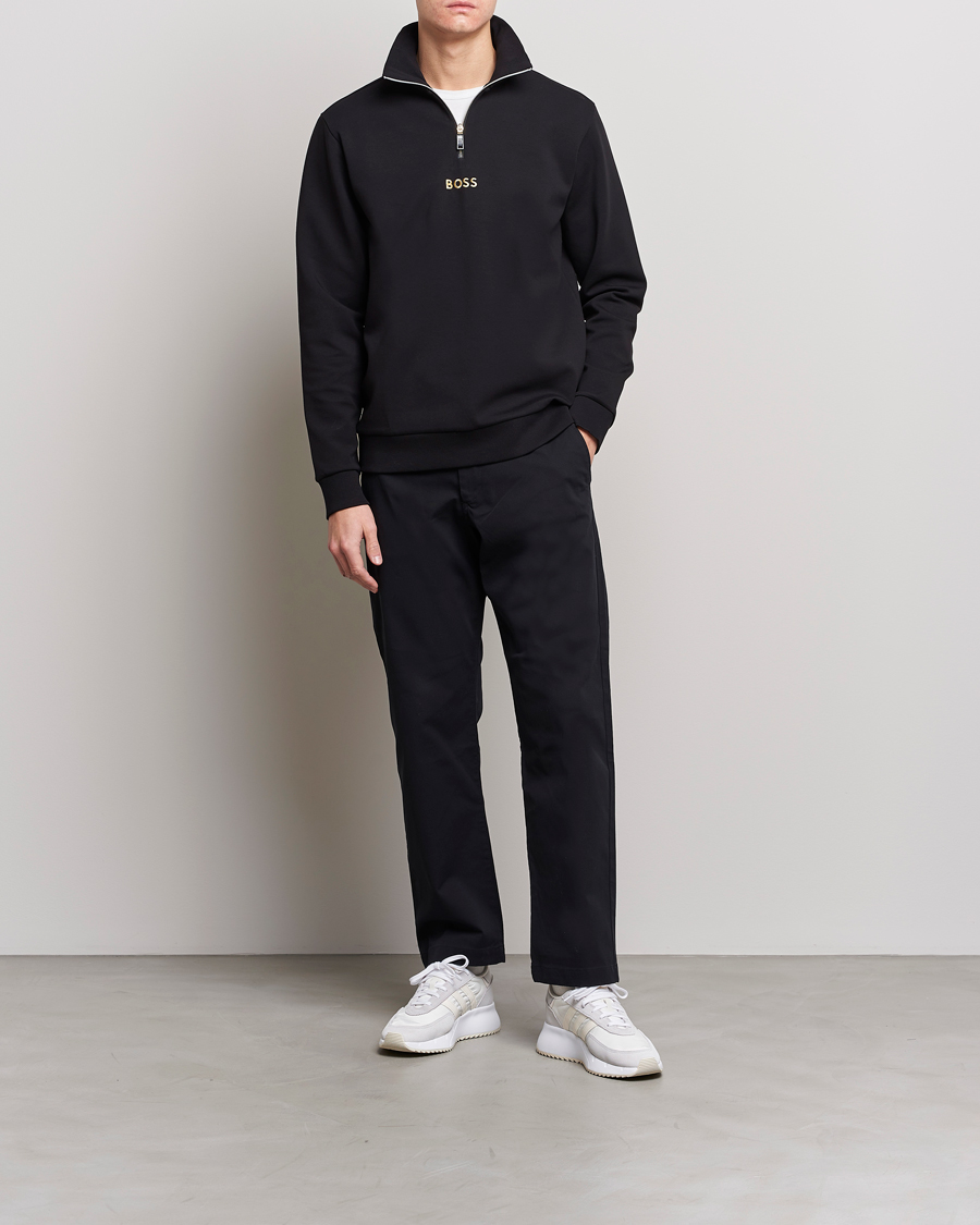 Herr | Tröjor | BOSS GREEN | Center Logo Half Zip Black