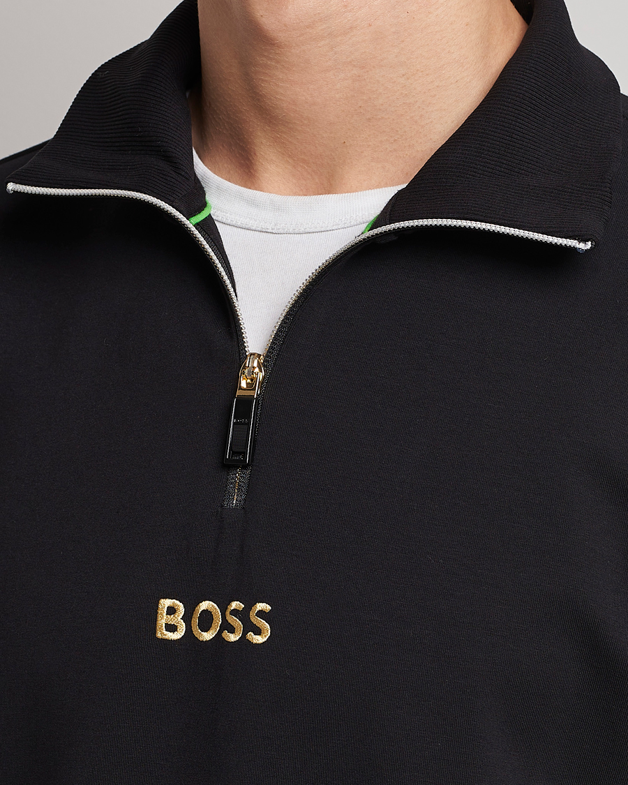 Herr | Tröjor | BOSS GREEN | Center Logo Half Zip Black