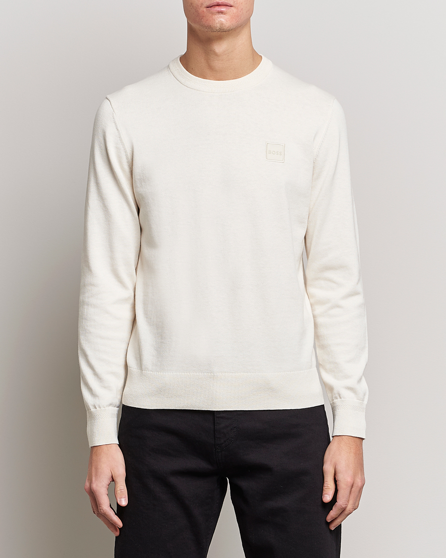 Herr | Stickade tröjor | BOSS Casual | Kanovano Knitted Sweater Open White