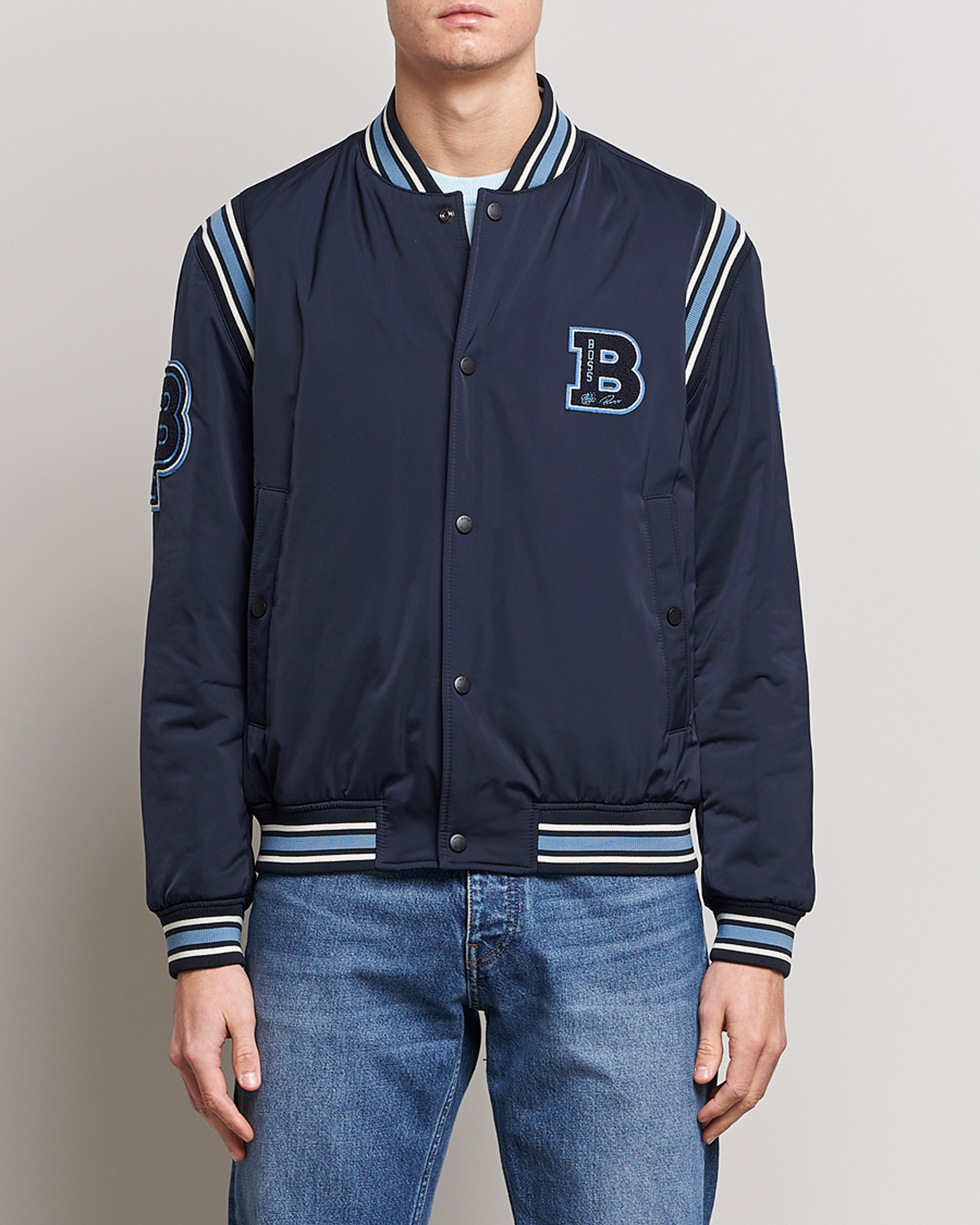Herr | Jackor | BOSS ORANGE | Oronzo Varsity Bomber Jacket Dark Blue