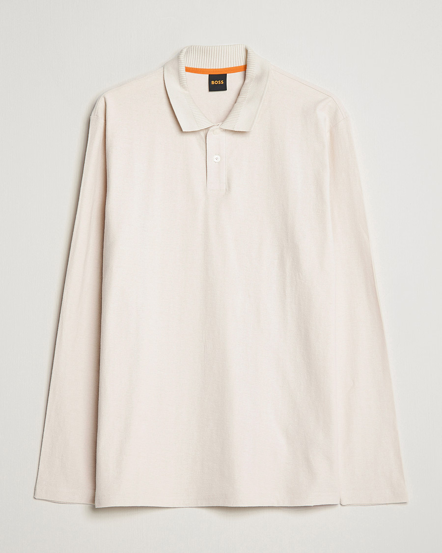 Herr | Tröjor | BOSS ORANGE | Pecollege Knitted Polo Open White