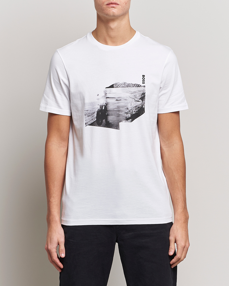 Herr |  | BOSS Casual | Teglow Photoprint Crew Neck T-Shirt White