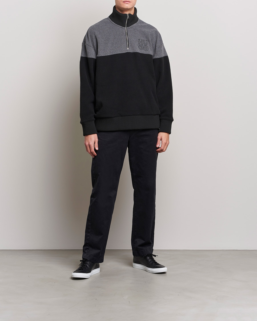 Herr | Tröjor | HUGO | Dorpin Half Zip Sweater Black