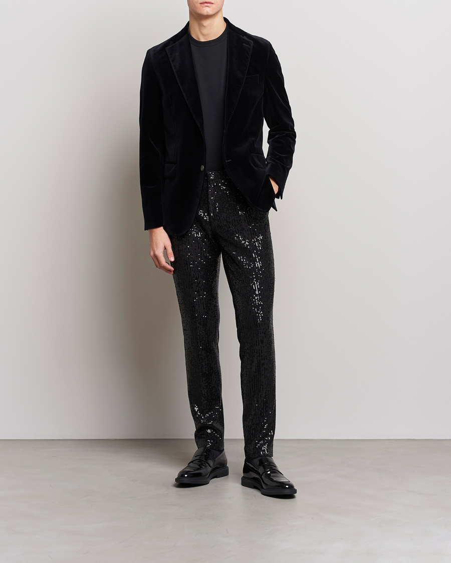 Herr | Byxor | HUGO | Hesten Shiny Tuxedo Trousers Black