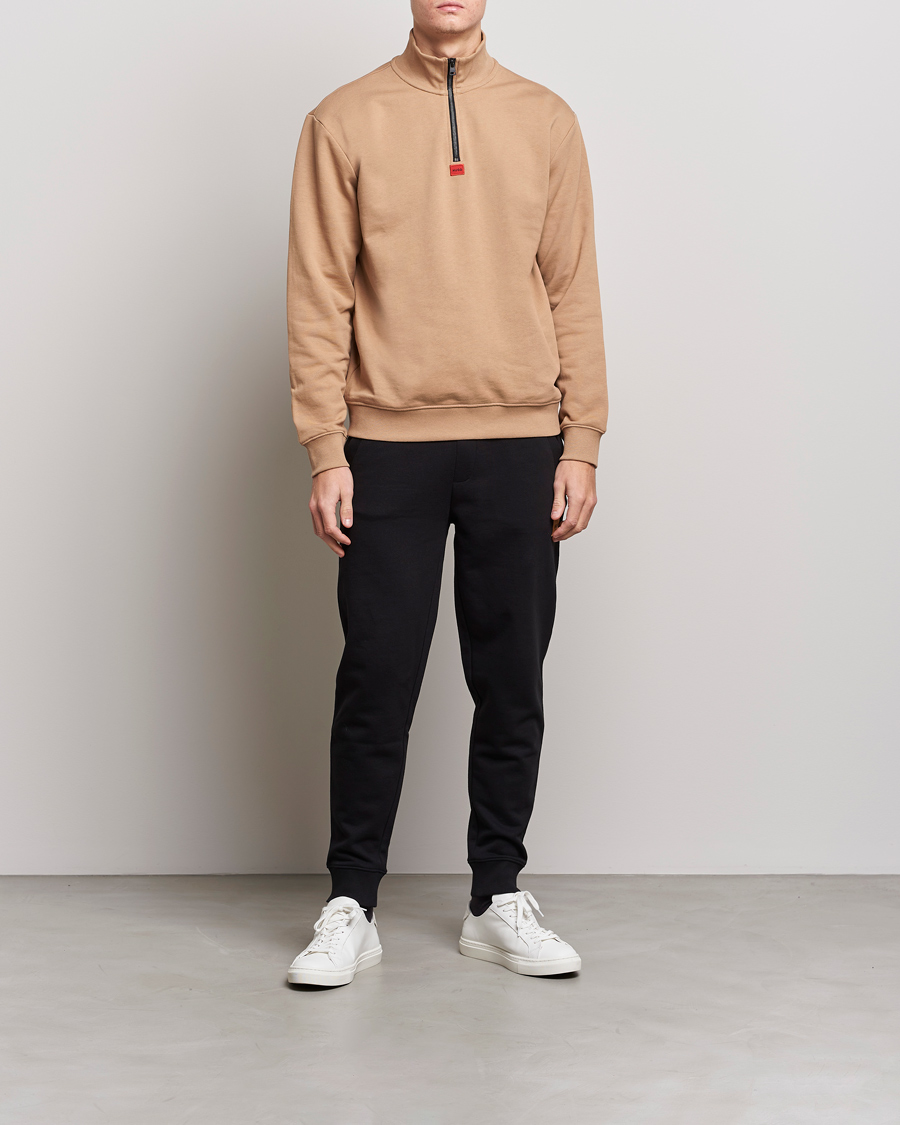 Herr | Tröjor | HUGO | Durty Half Zip Sweater Medium Beige