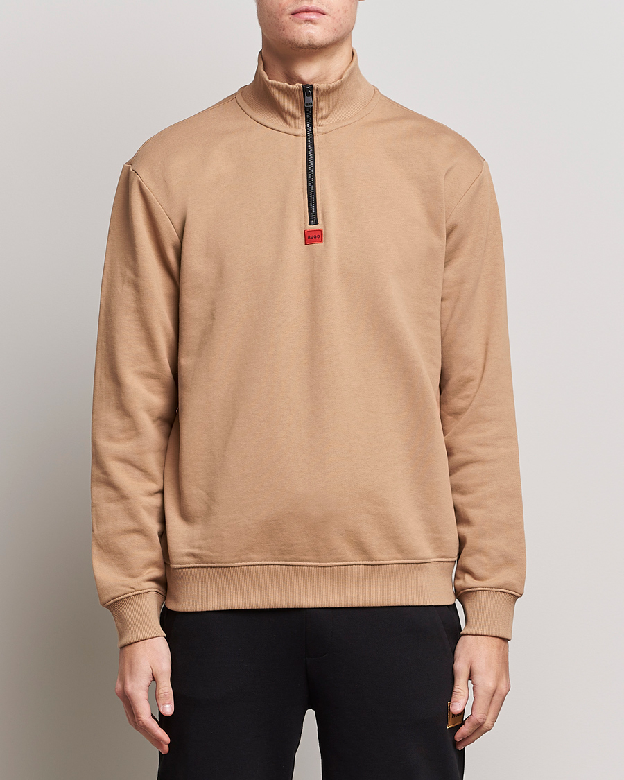 Herr | Tröjor | HUGO | Durty Half Zip Sweater Medium Beige