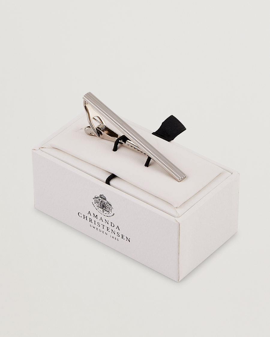 Herr | Slipsar | Amanda Christensen | Ribbed Tie Clip Silver
