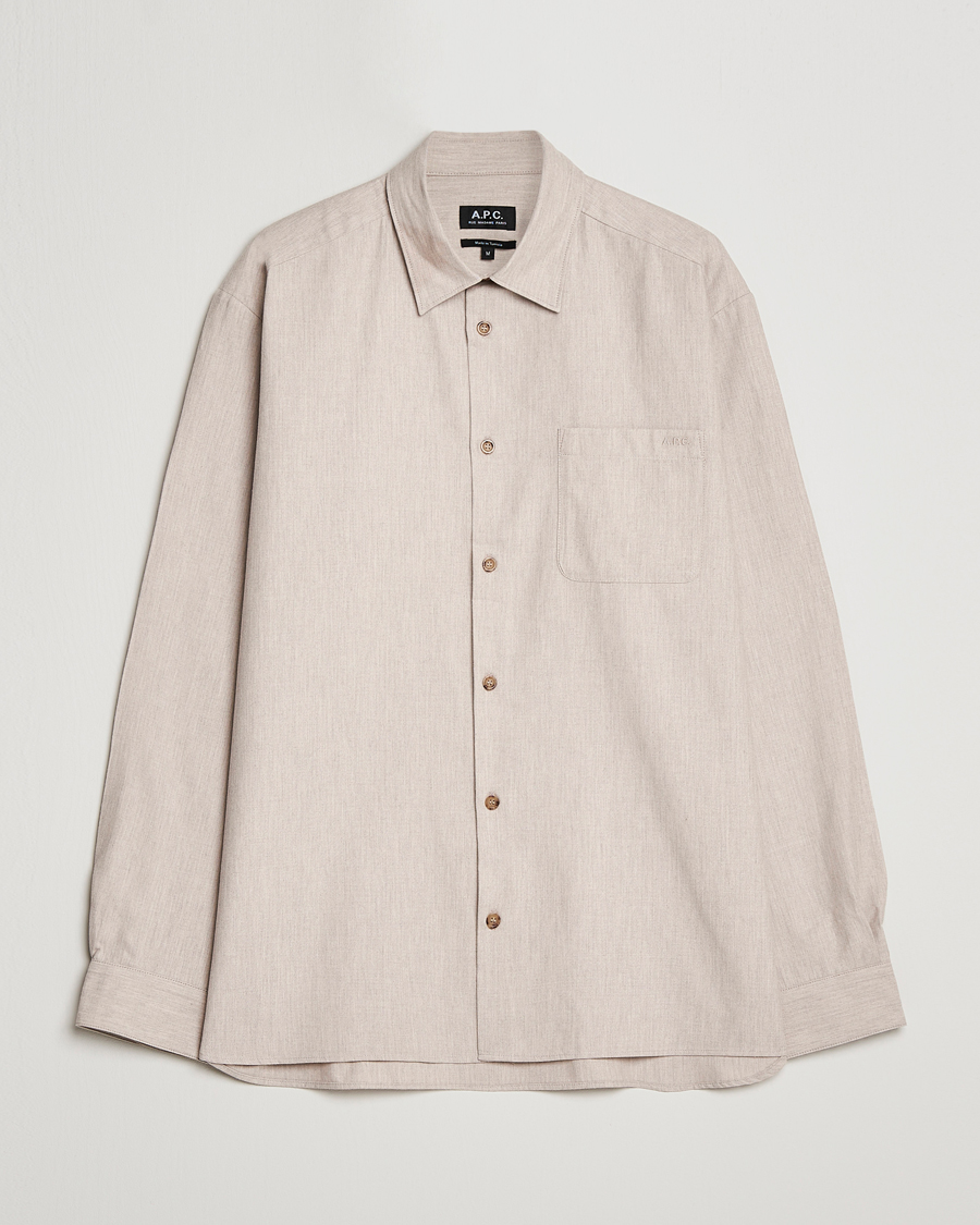 Herr | Skjortor | A.P.C. | Marlo Flannel Shirt Heather Beige
