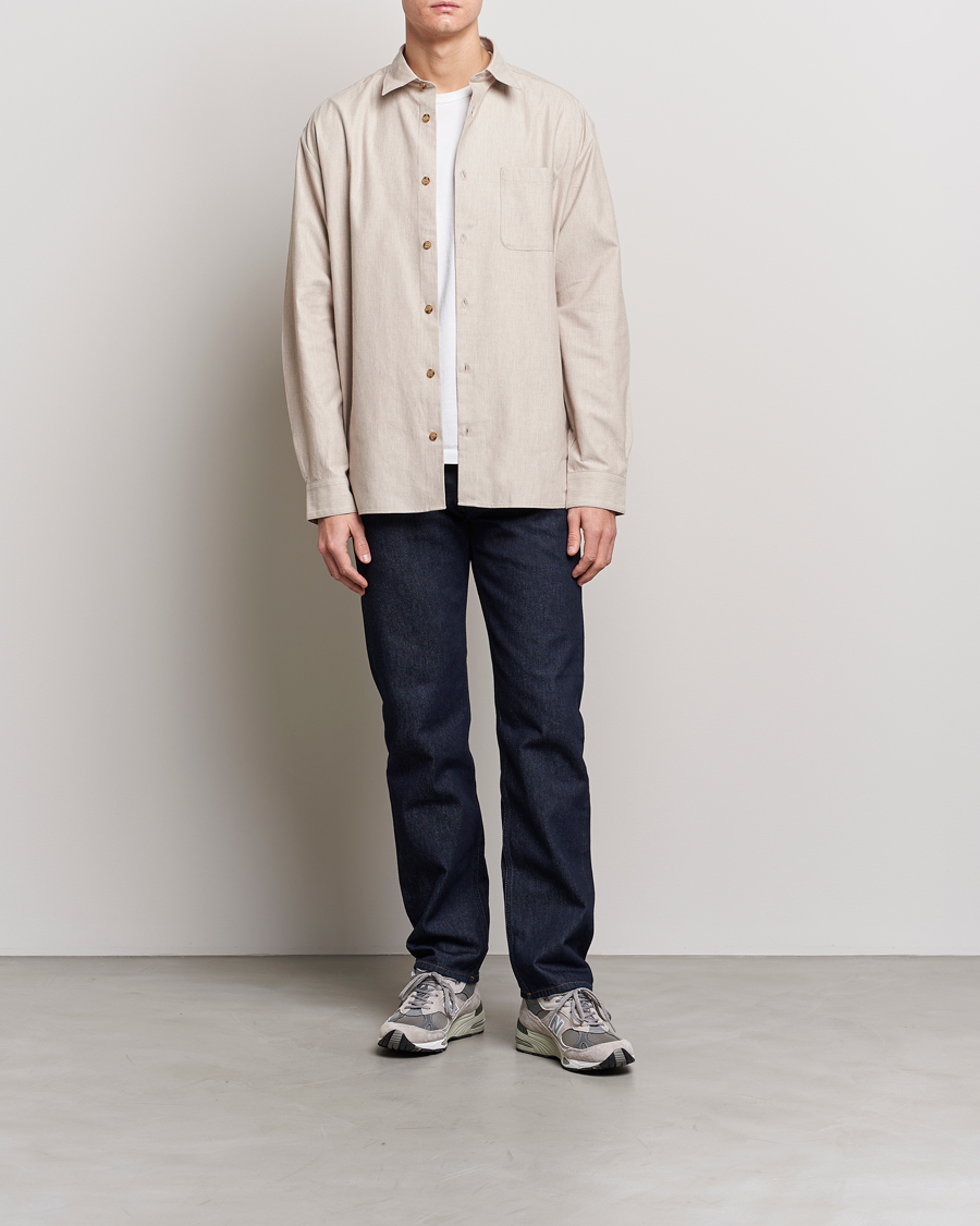 Herr | Skjortor | A.P.C. | Marlo Flannel Shirt Heather Beige
