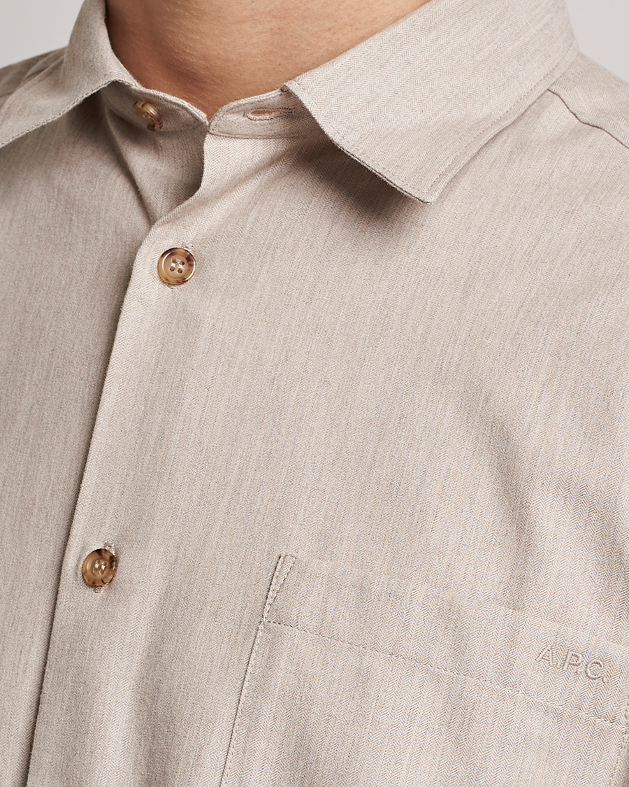 Herr | Skjortor | A.P.C. | Marlo Flannel Shirt Heather Beige