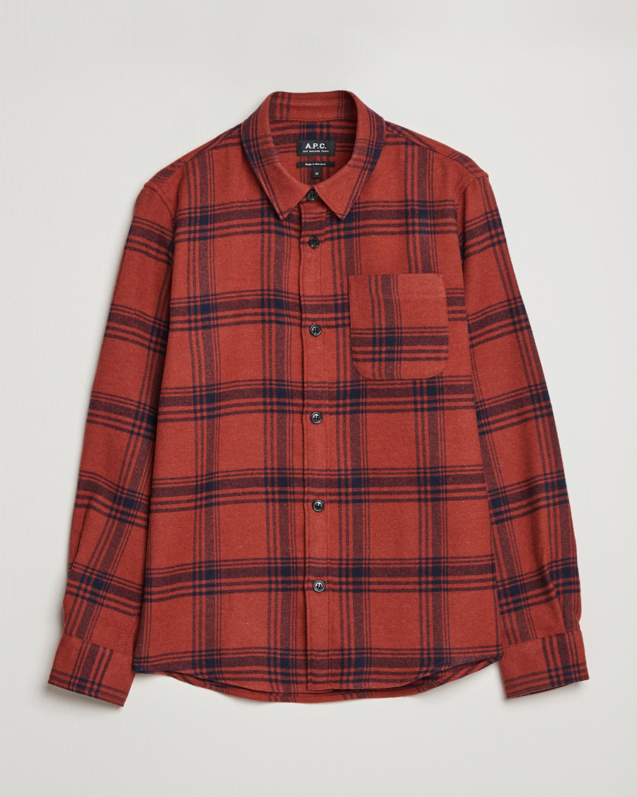 Herr | Skjortor | A.P.C. | Trek Heavy Overshirt Brick Red