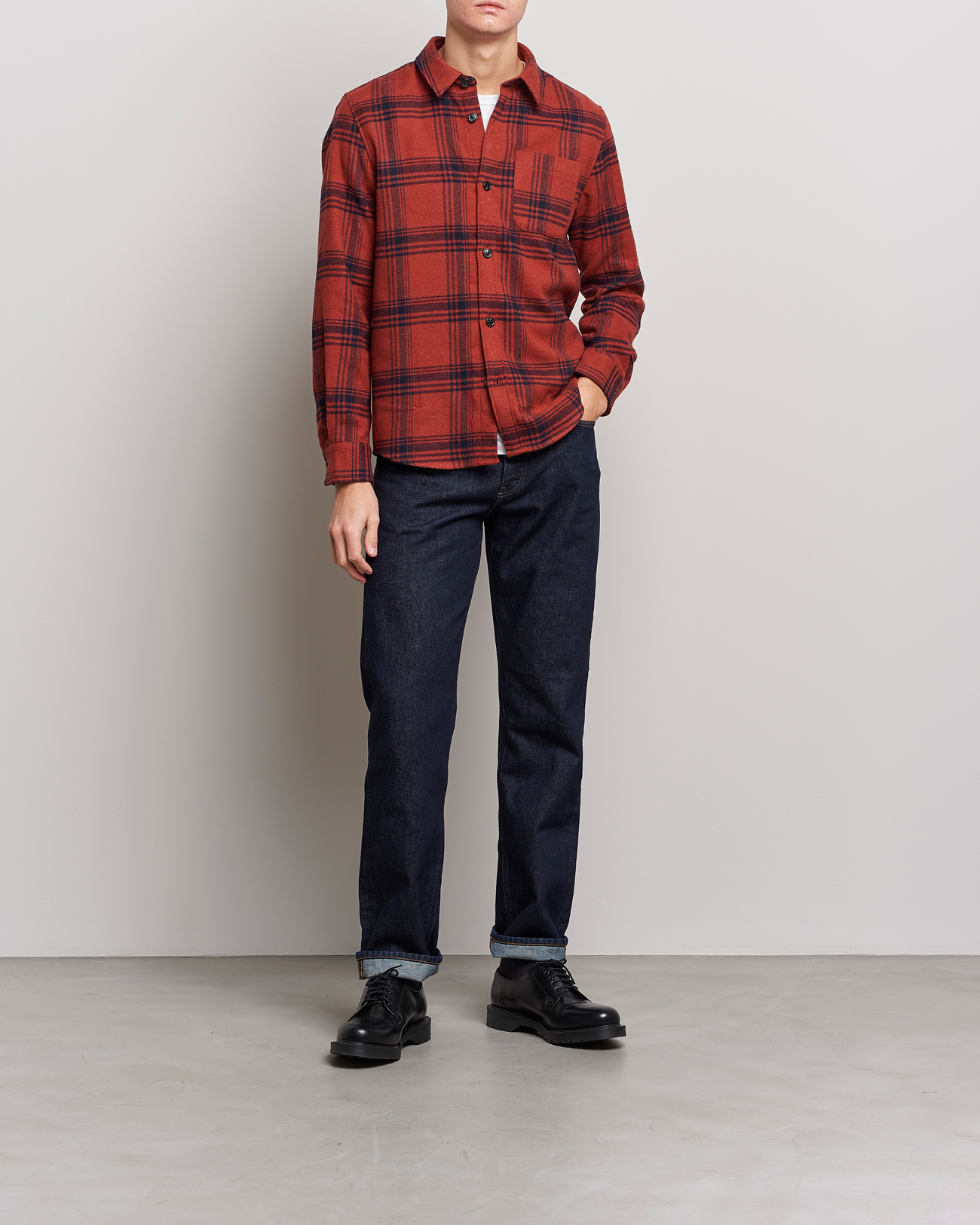 Herr | Skjortor | A.P.C. | Trek Heavy Overshirt Brick Red