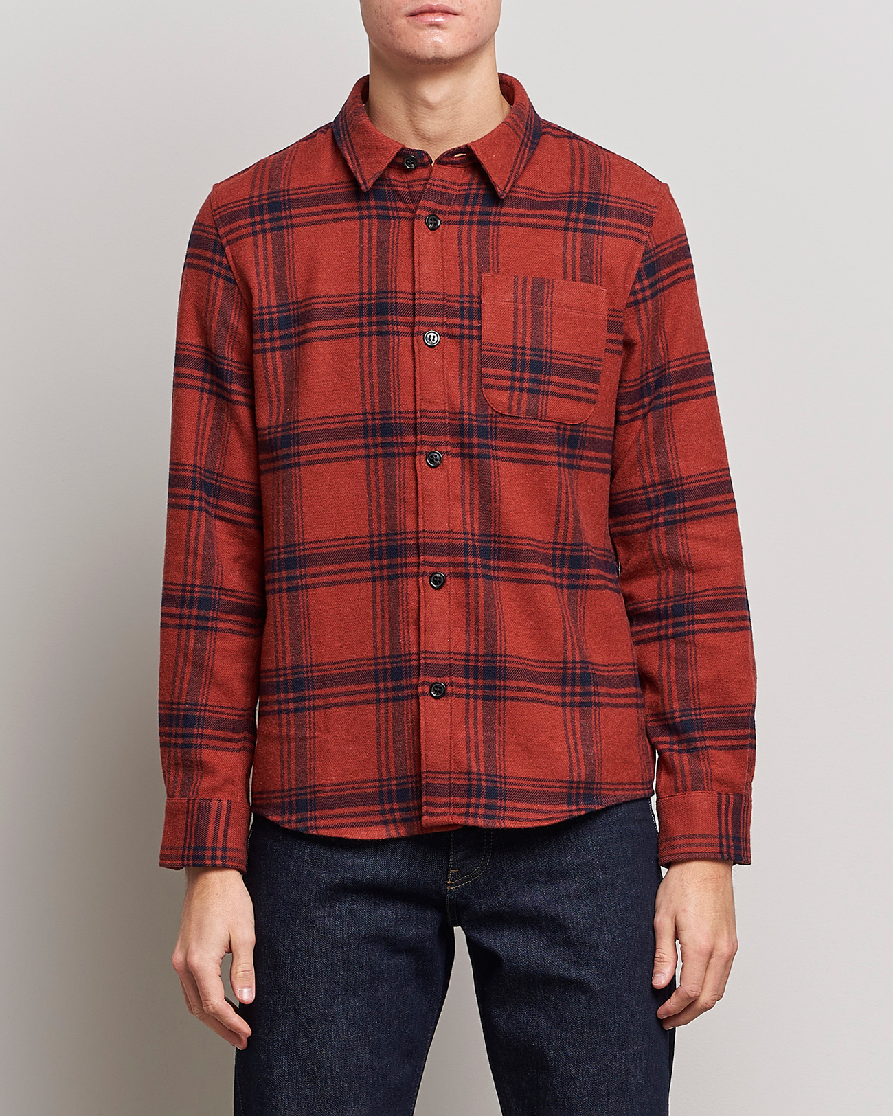 Herr | Skjortor | A.P.C. | Trek Heavy Overshirt Brick Red