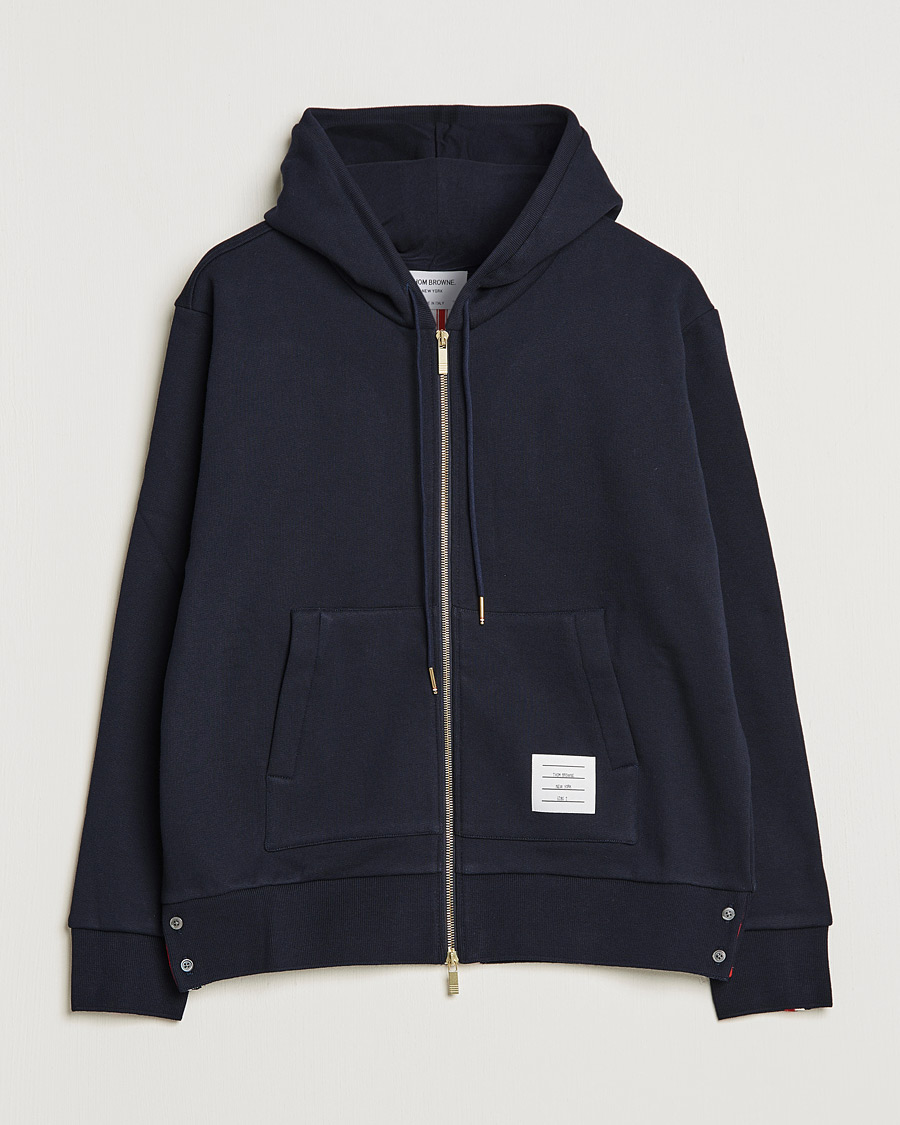 Herr | Tröjor | Thom Browne | Center Back Full Zip Hoodie Navy