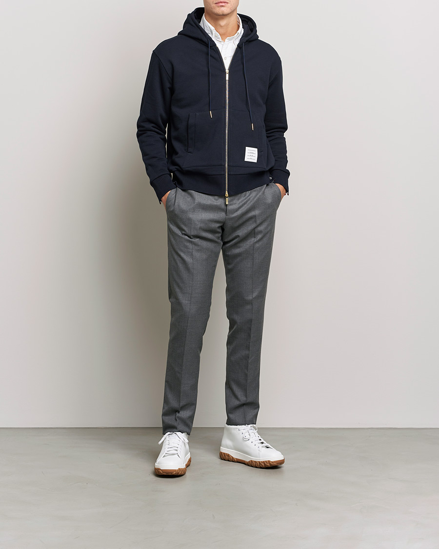 Herr | Tröjor | Thom Browne | Center Back Full Zip Hoodie Navy