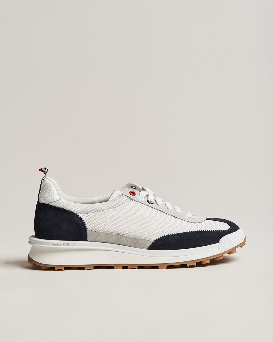 Herr | Thom Browne Tech Runner White/Navy Suede | Thom Browne | Tech Runner White/Navy Suede