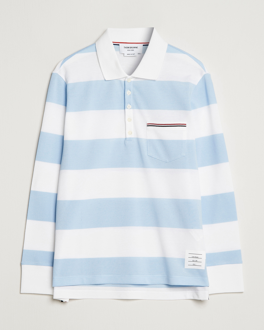 Herr | Tröjor | Thom Browne | Rugby Stripe Long Sleeve Polo Light Blue