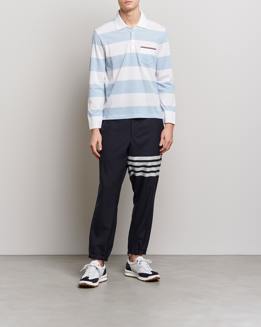 Herr | Tröjor | Thom Browne | Rugby Stripe Long Sleeve Polo Light Blue