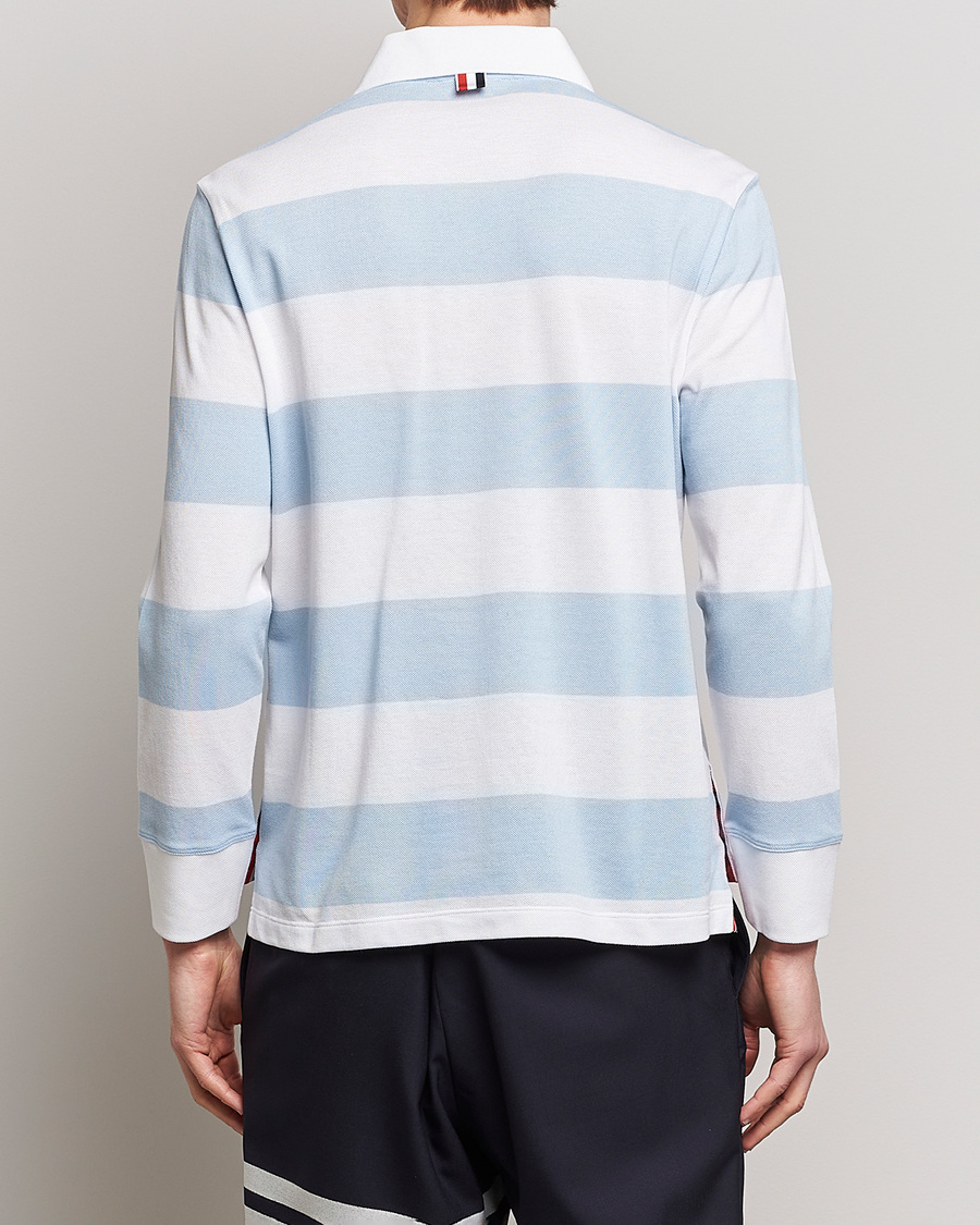Herr | Tröjor | Thom Browne | Rugby Stripe Long Sleeve Polo Light Blue