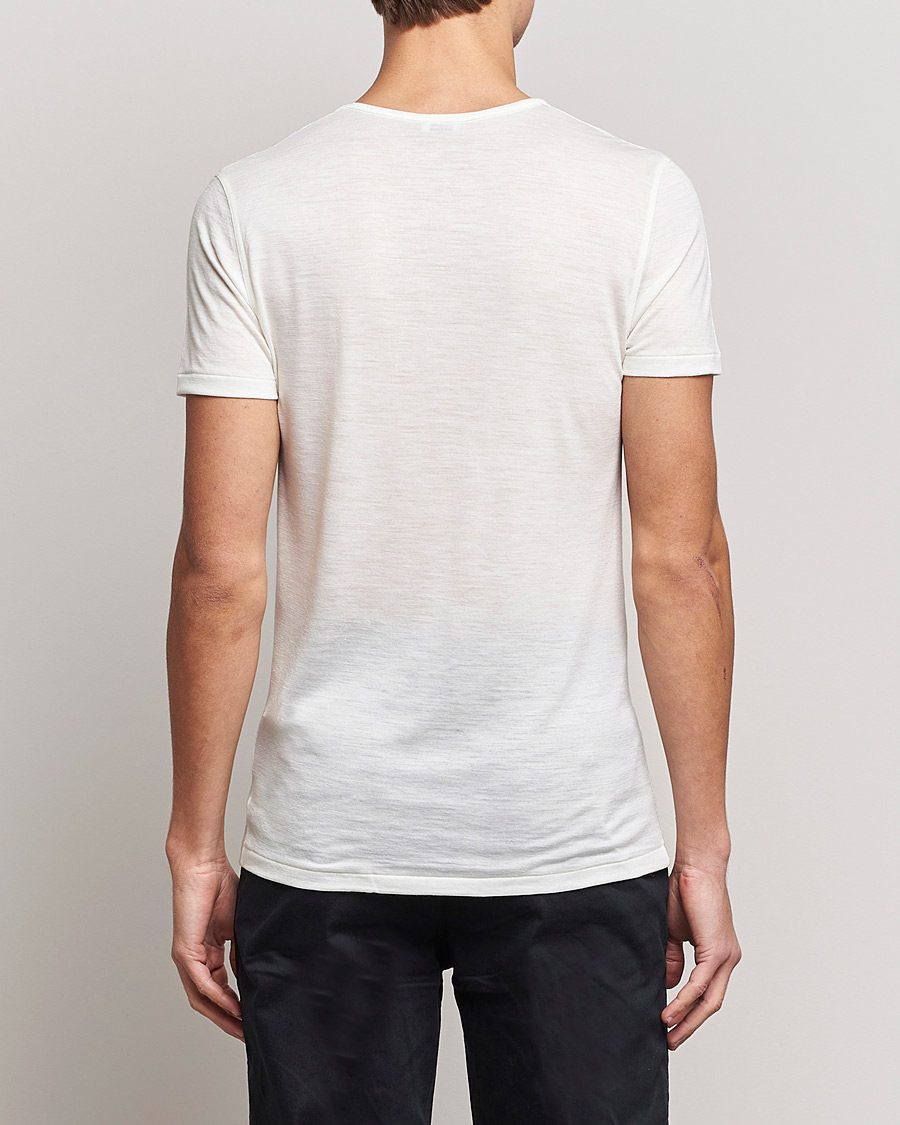 Herr | T-Shirts | Zimmerli of Switzerland | Wool/Silk Crew Neck T-Shirt Ecru