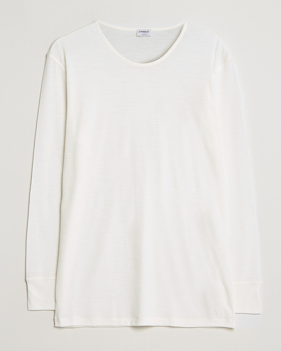 Herr |  | Zimmerli of Switzerland | Wool/Silk Long Sleeve T-Shirt Ecru