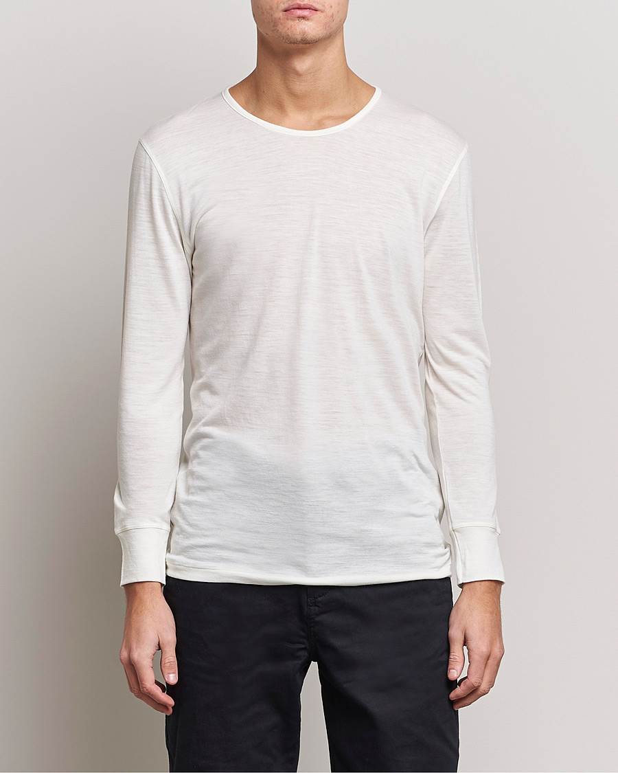 Herr | Långärmade t-shirts | Zimmerli of Switzerland | Wool/Silk Long Sleeve T-Shirt Ecru