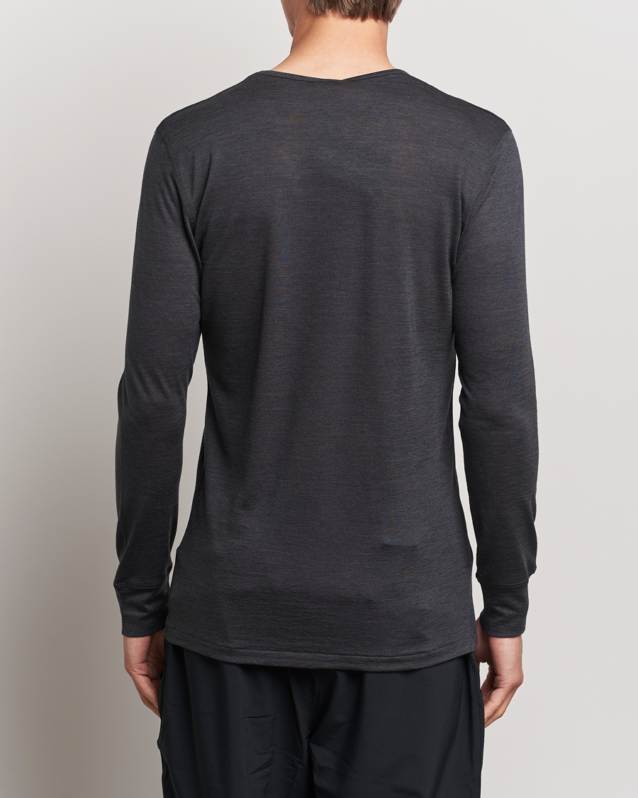 Herr | Långärmade t-shirts | Zimmerli of Switzerland | Wool/Silk Long Sleeve T-Shirt Charcoal