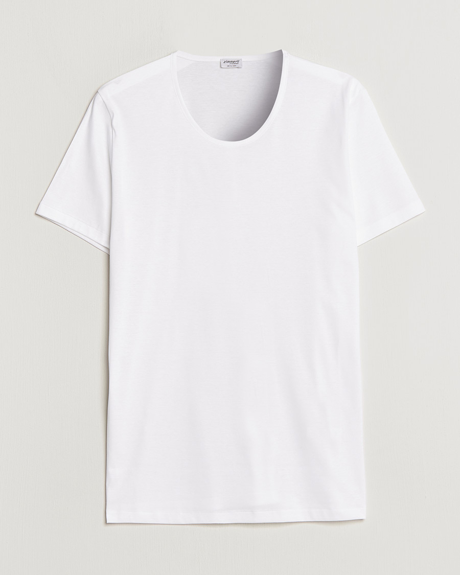 Herr | T-Shirts | Zimmerli of Switzerland | Sea Island Cotton Crew Neck T-Shirt White