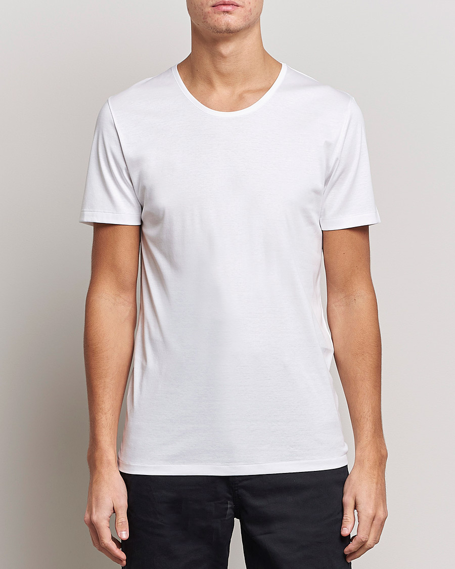 Herre |  | Zimmerli of Switzerland | Sea Island Cotton Crew Neck T-Shirt White