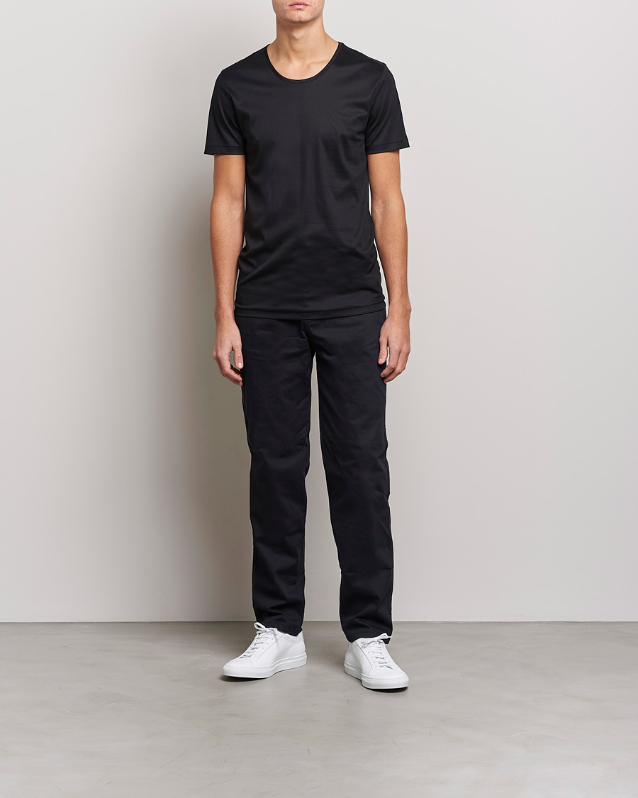 Herr | Kortärmade t-shirts | Zimmerli of Switzerland | Sea Island Cotton Crew Neck T-Shirt Black